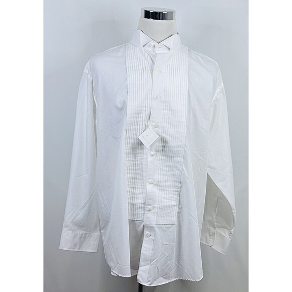 NWT Neil Allyn 18 34/35 2XL Tuxedo Dress Shirt All White Cotton Blend Formal - Picture 2 of 7